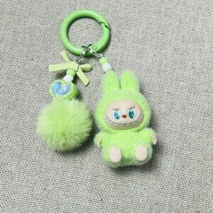 New Popular Hot! mini green Mocha bunny Labubu Baby keychain dangeler figure